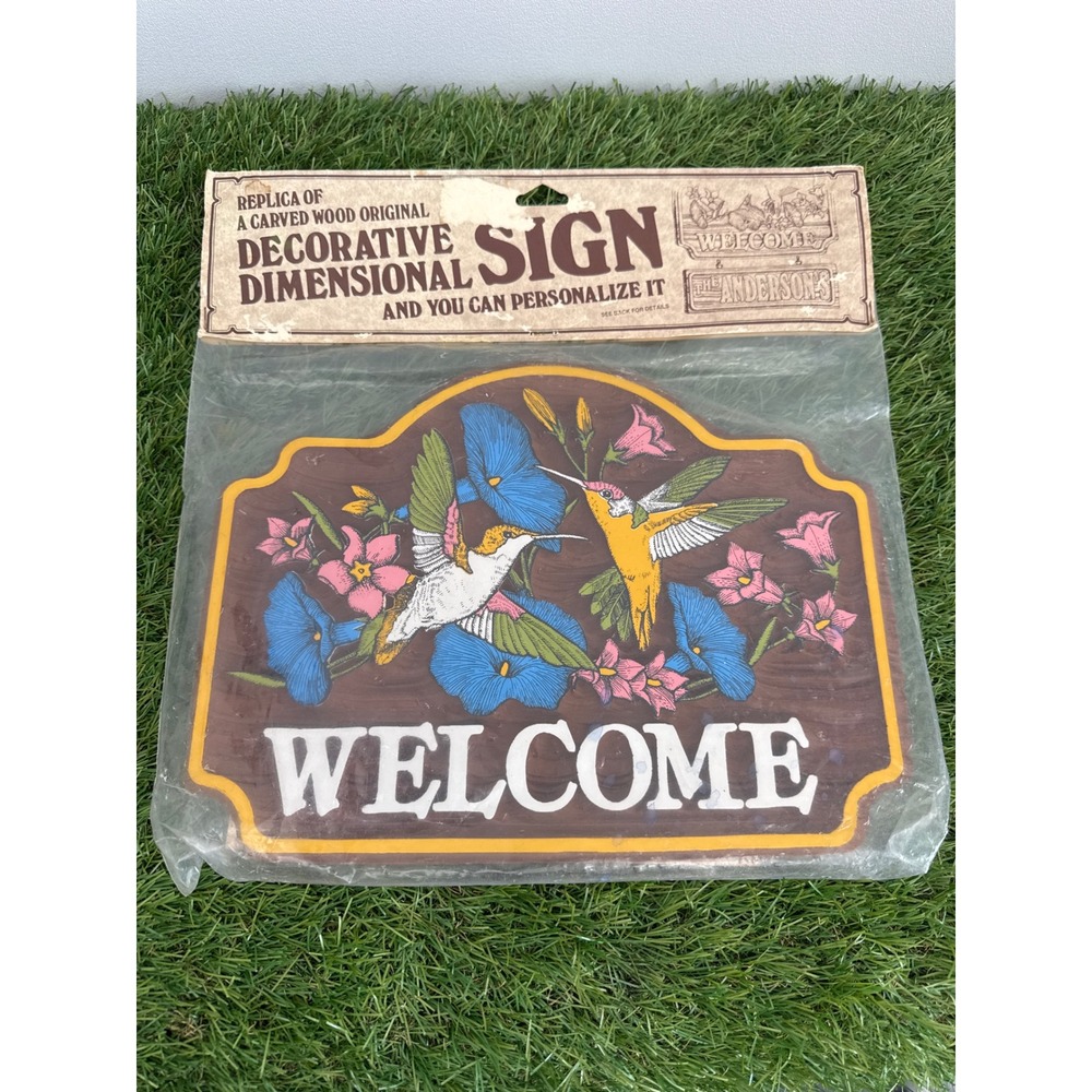 Vintage Thomas Hummingbird Welcome Sign Decorative Dimensional 3D Wall Decor USA